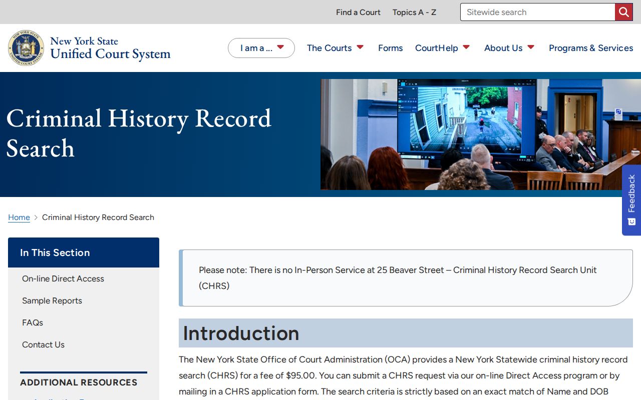 Rockland County court case lookup through OCA CHRS