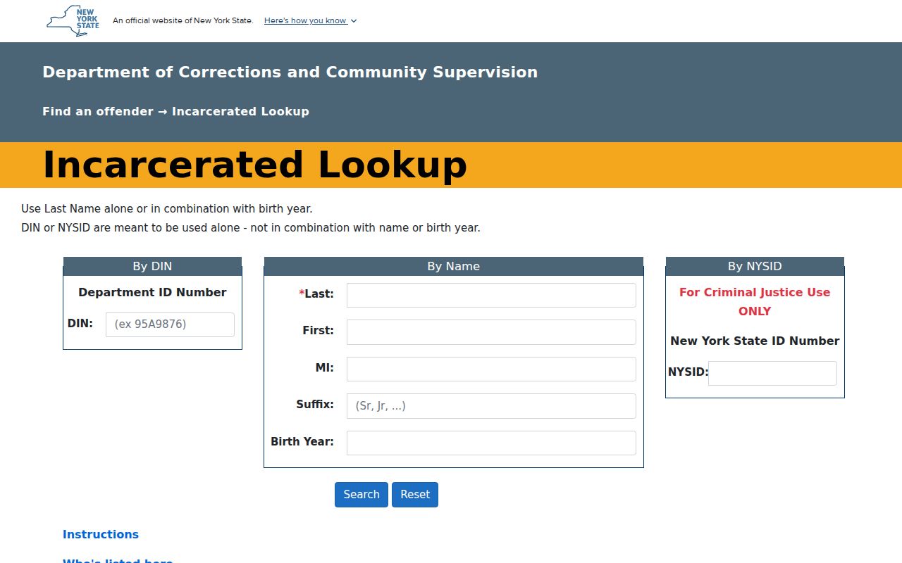 Rockland County criminal record search through DOCCS Incarcerated Lookup