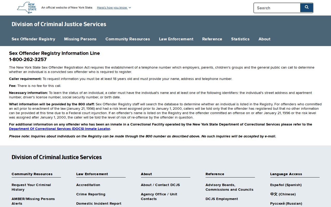 Rockland County sex offender lookup information line instructions