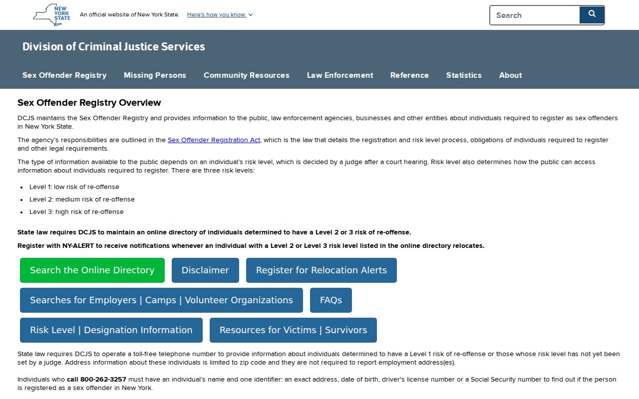 Rockland County sex offender registry information from New York DCJS